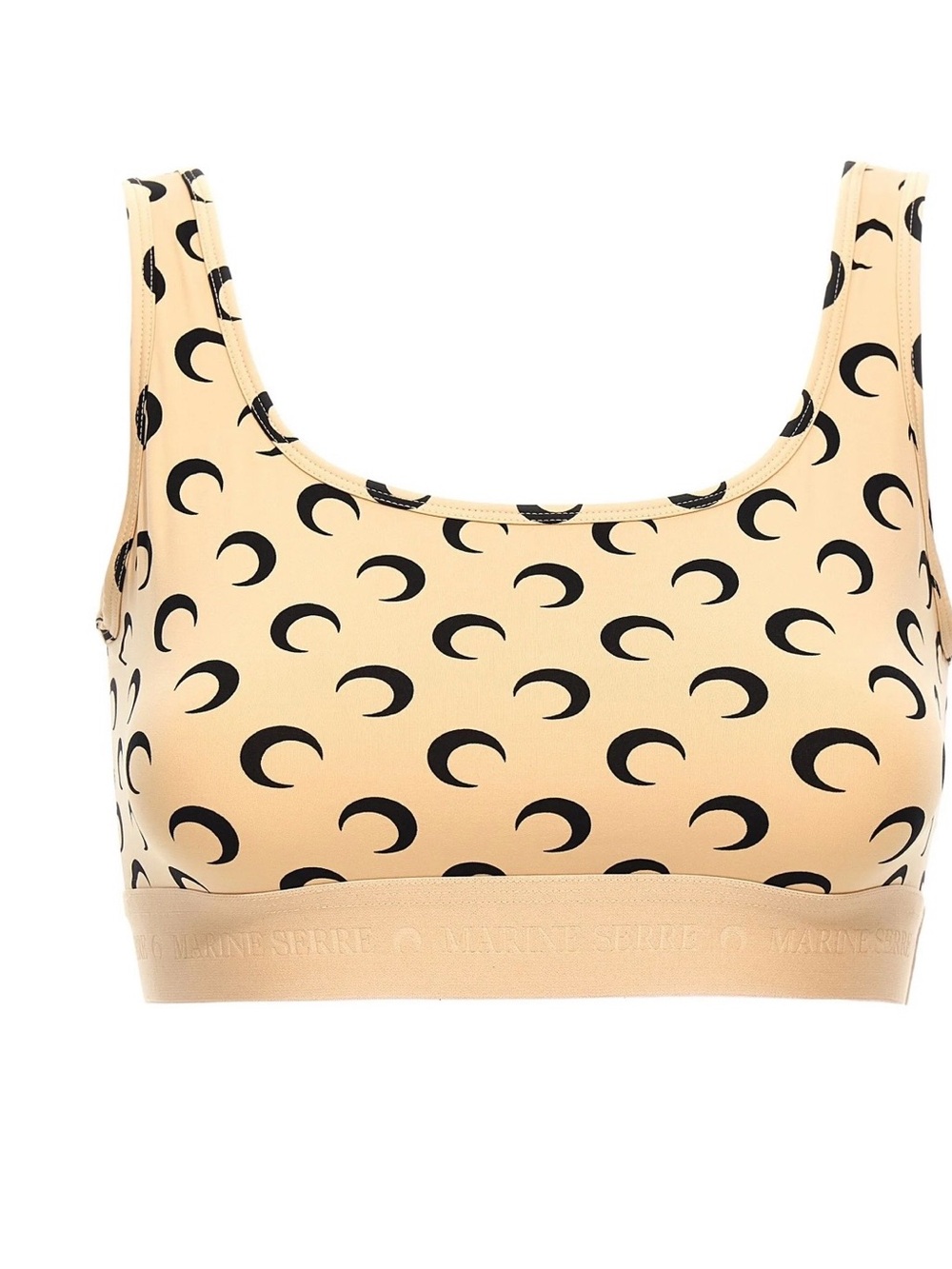 Marine Serre Crescent Beige Moon-Print Crop Sports Bra